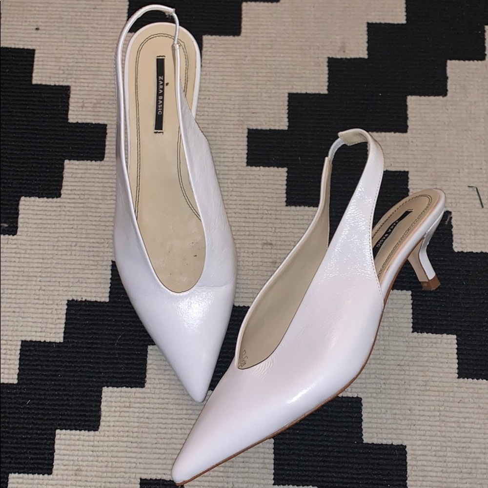 Zara White Kitten Heel